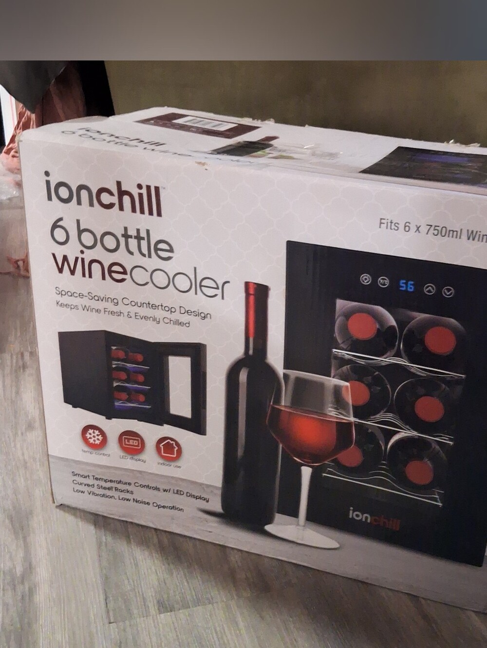 6-Bottle Wine Cooler — Black Countertop Chiller